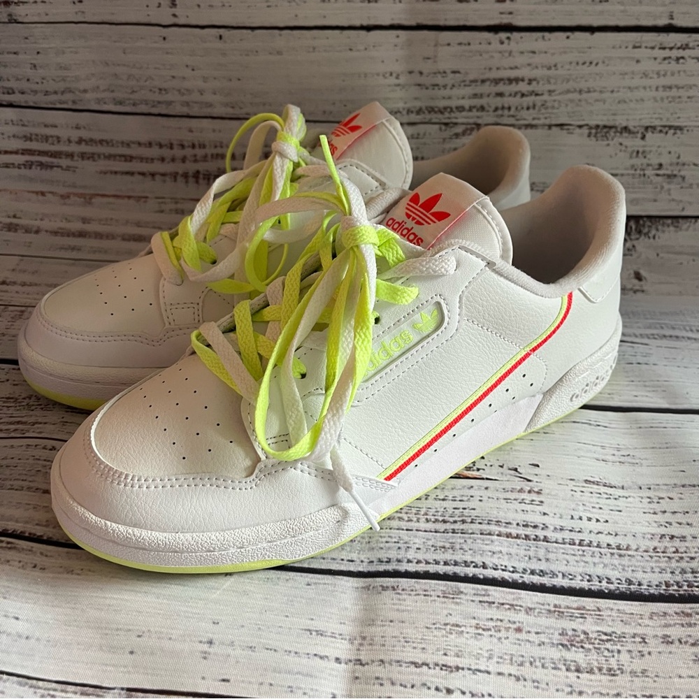 adidas Continental 80 white neon green neon orange unisex M 6.5 W 7.5  NEW